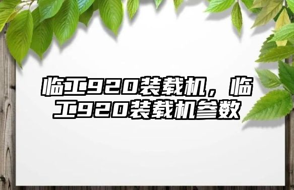 臨工920裝載機，臨工920裝載機參數(shù)