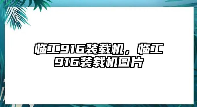 臨工916裝載機(jī)，臨工916裝載機(jī)圖片