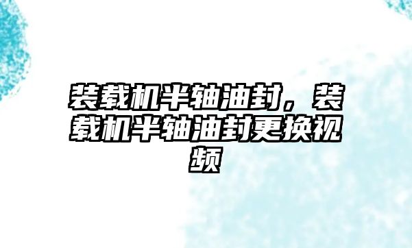 裝載機半軸油封，裝載機半軸油封更換視頻