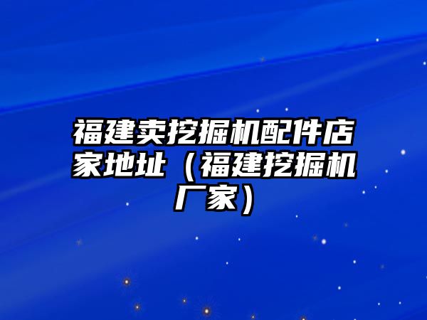 福建賣挖掘機配件店家地址（福建挖掘機廠家）