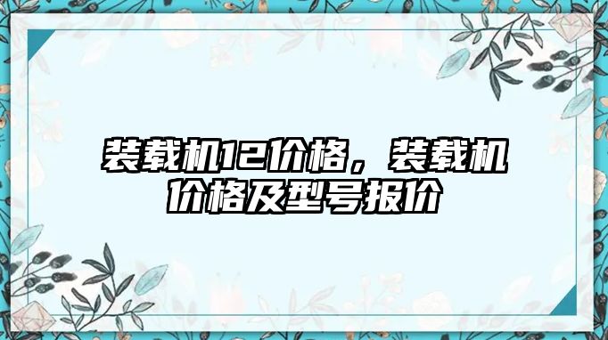 裝載機12價格，裝載機價格及型號報價