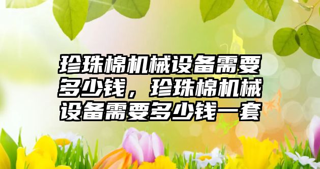 珍珠棉機械設備需要多少錢，珍珠棉機械設備需要多少錢一套