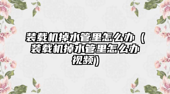 裝載機掉水管里怎么辦（裝載機掉水管里怎么辦視頻）