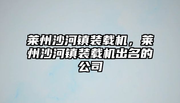 萊州沙河鎮裝載機，萊州沙河鎮裝載機出名的公司