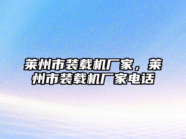 萊州市裝載機廠家，萊州市裝載機廠家電話