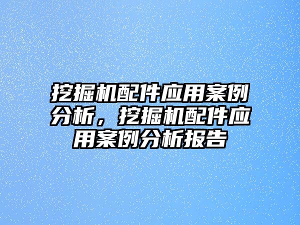 挖掘機配件應用案例分析，挖掘機配件應用案例分析報告