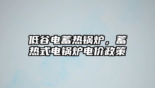 低谷電蓄熱鍋爐，蓄熱式電鍋爐電價政策