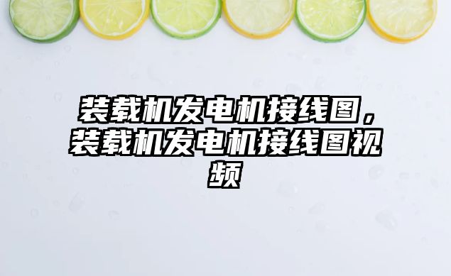 裝載機發(fā)電機接線圖，裝載機發(fā)電機接線圖視頻