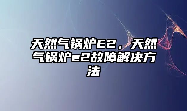 天然氣鍋爐E2，天然氣鍋爐e2故障解決方法