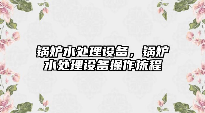 鍋爐水處理設備，鍋爐水處理設備操作流程