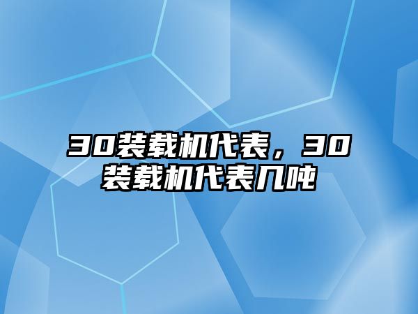 30裝載機(jī)代表，30裝載機(jī)代表幾噸