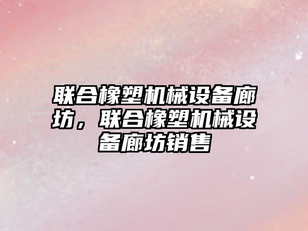 聯合橡塑機械設備廊坊，聯合橡塑機械設備廊坊銷售