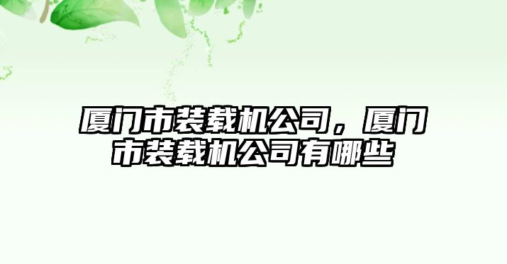 廈門市裝載機公司，廈門市裝載機公司有哪些