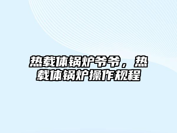 熱載體鍋爐爺爺，熱載體鍋爐操作規(guī)程