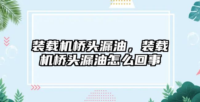 裝載機橋頭漏油，裝載機橋頭漏油怎么回事