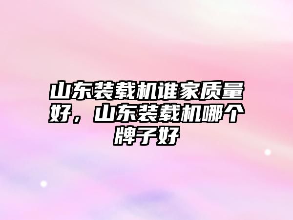 山東裝載機誰家質量好，山東裝載機哪個牌子好