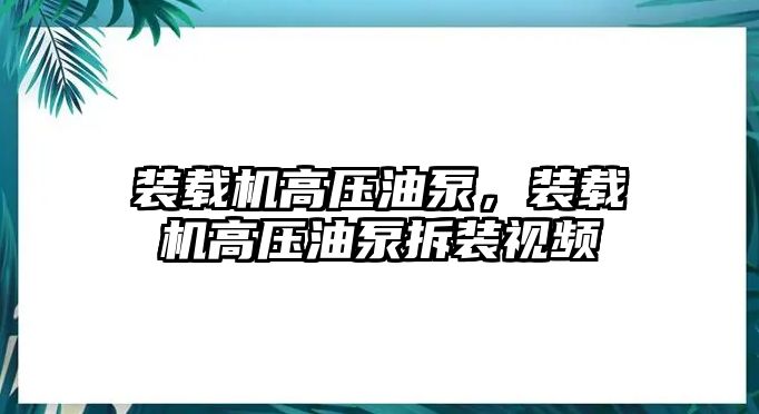 裝載機(jī)高壓油泵，裝載機(jī)高壓油泵拆裝視頻