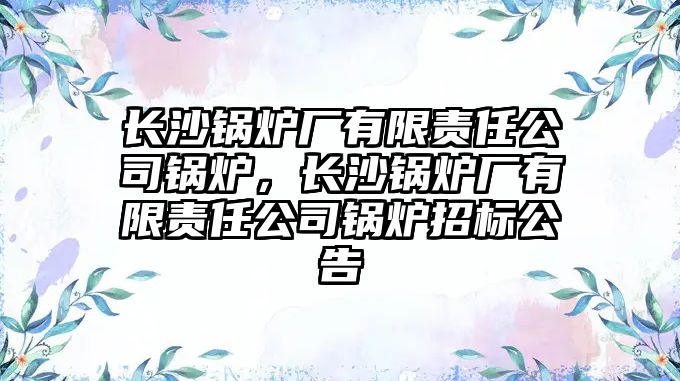 長沙鍋爐廠有限責任公司鍋爐，長沙鍋爐廠有限責任公司鍋爐招標公告