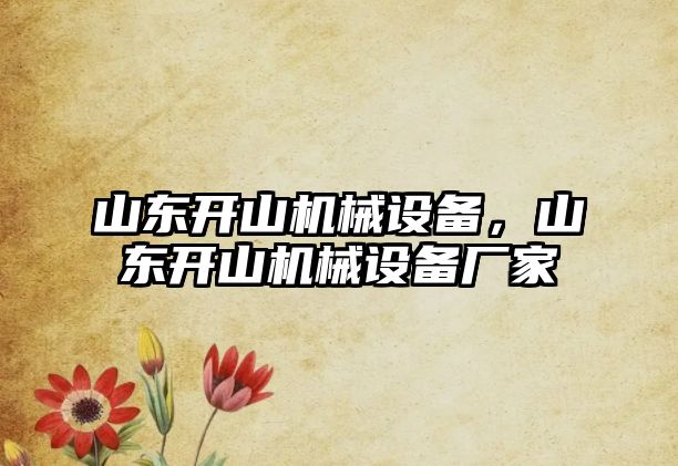 山東開山機械設備，山東開山機械設備廠家