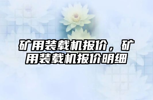 礦用裝載機報價，礦用裝載機報價明細