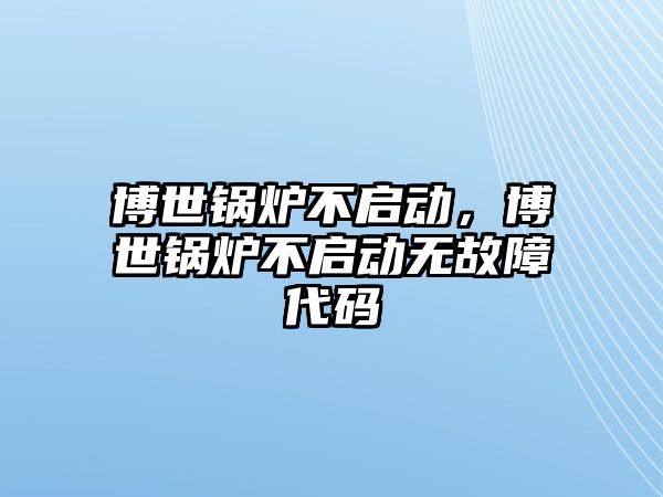 博世鍋爐不啟動，博世鍋爐不啟動無故障代碼