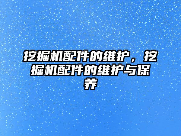 挖掘機配件的維護，挖掘機配件的維護與保養