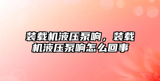 裝載機液壓泵響，裝載機液壓泵響怎么回事