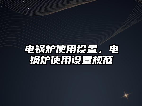 電鍋爐使用設置，電鍋爐使用設置規范