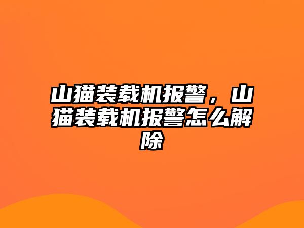 山貓裝載機報警，山貓裝載機報警怎么解除