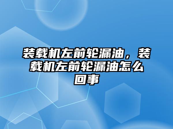 裝載機左前輪漏油，裝載機左前輪漏油怎么回事