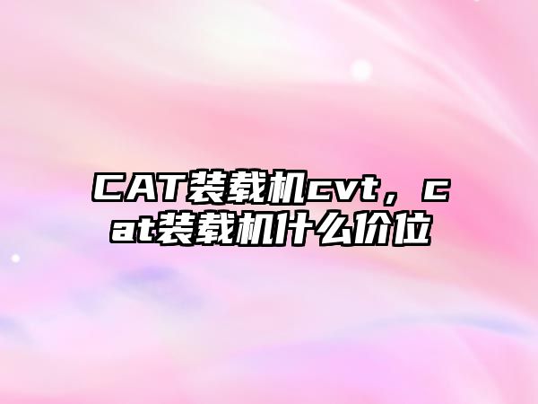 CAT裝載機cvt，cat裝載機什么價位