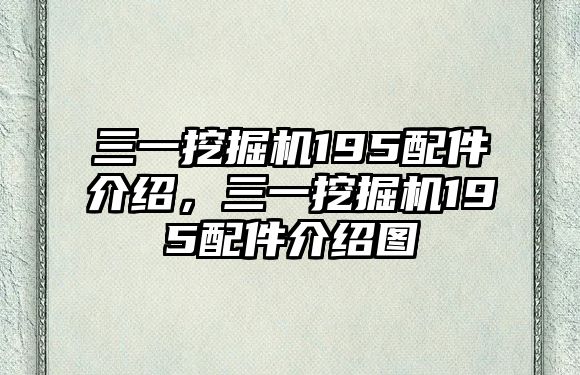 三一挖掘機195配件介紹，三一挖掘機195配件介紹圖