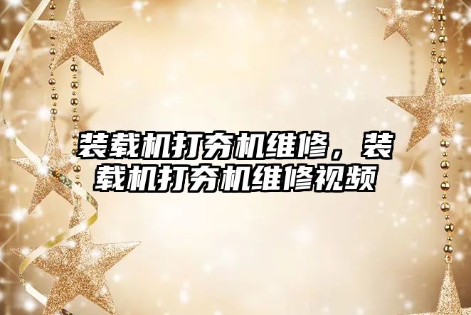 裝載機打夯機維修，裝載機打夯機維修視頻