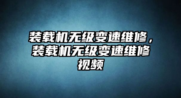 裝載機(jī)無(wú)級(jí)變速維修，裝載機(jī)無(wú)級(jí)變速維修視頻