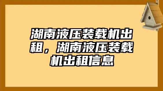 湖南液壓裝載機出租，湖南液壓裝載機出租信息