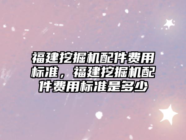 福建挖掘機配件費用標準，福建挖掘機配件費用標準是多少