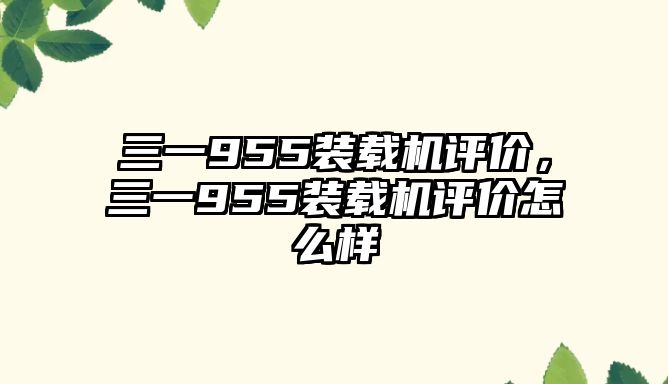 三一955裝載機(jī)評(píng)價(jià)，三一955裝載機(jī)評(píng)價(jià)怎么樣