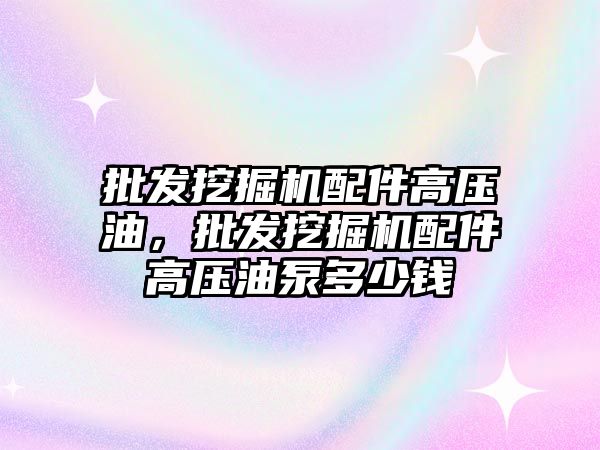 批發(fā)挖掘機配件高壓油，批發(fā)挖掘機配件高壓油泵多少錢