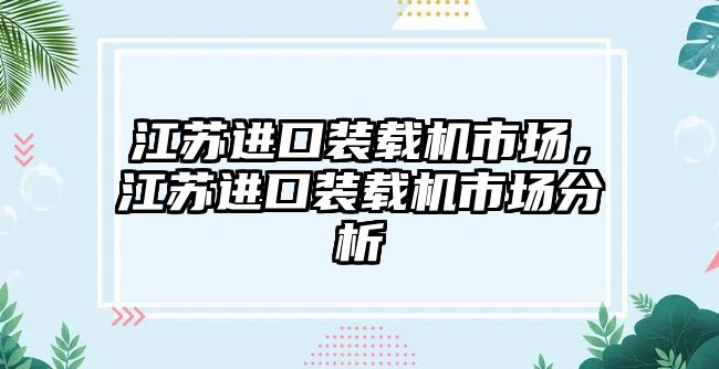 江蘇進口裝載機市場，江蘇進口裝載機市場分析