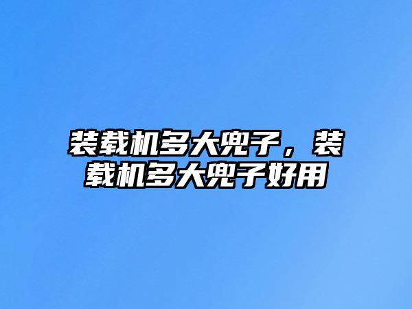 裝載機多大兜子，裝載機多大兜子好用