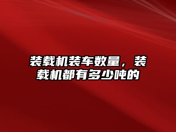 裝載機裝車數量，裝載機都有多少噸的