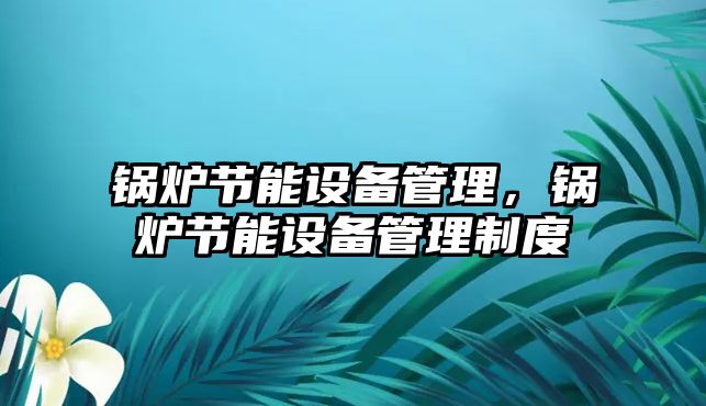 鍋爐節能設備管理，鍋爐節能設備管理制度