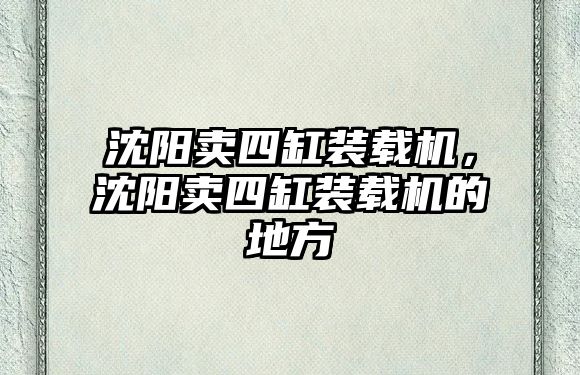 沈陽賣四缸裝載機，沈陽賣四缸裝載機的地方