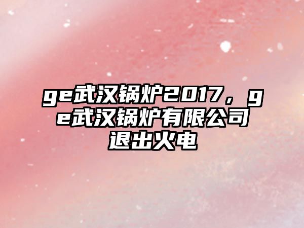 ge武漢鍋爐2017，ge武漢鍋爐有限公司退出火電