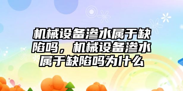 機械設備滲水屬于缺陷嗎，機械設備滲水屬于缺陷嗎為什么