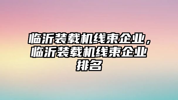 臨沂裝載機線束企業，臨沂裝載機線束企業排名