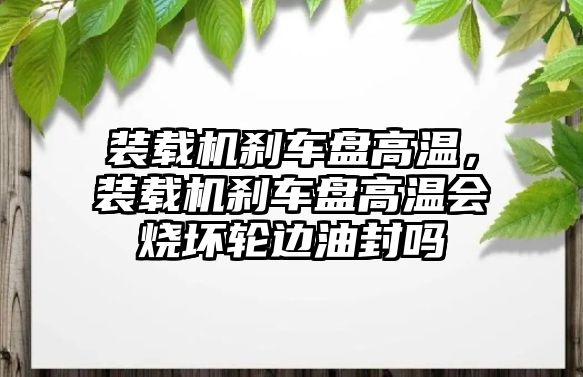 裝載機剎車盤高溫，裝載機剎車盤高溫會燒壞輪邊油封嗎