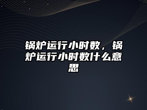 鍋爐運行小時數，鍋爐運行小時數什么意思