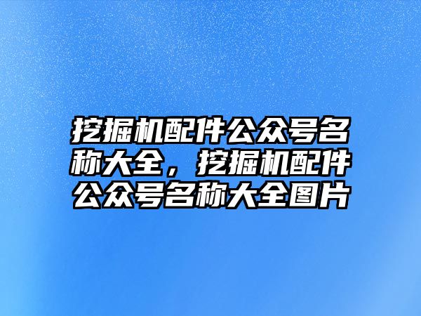 挖掘機配件公眾號名稱大全，挖掘機配件公眾號名稱大全圖片