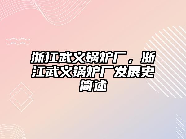 浙江武義鍋爐廠，浙江武義鍋爐廠發展史簡述